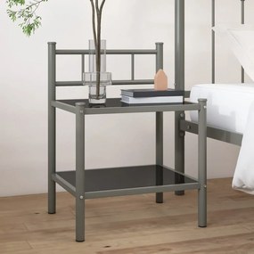 Comodino Grigio E Nero 45x34,5x60,5 Cm İn Metallo E Vetro /