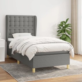 Giroletto A Molle Con Materasso Grigio Scuro 100x200 Cm Tessuto /