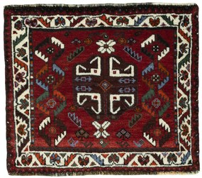 Shiraz Tappeto 60 x 70 Rosso (Iran) Annodato A Mano
