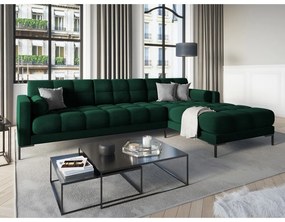 Divano angolare in velluto verde scuro, angolo destro Bali - Cosmopolitan Design