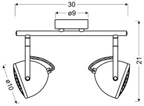 Luce Spot PENT 2xGU10/50W/230V