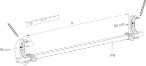 Tenda da Sole Barra Quadra 200x250 cm Tessuto in Poliestere Riga Beige...