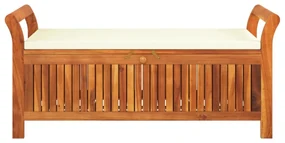 Panca portaoggetti giardino cuscino 126cm legno massello acacia