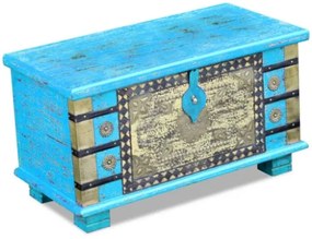 Baule Blu Legno di Mango 80x40x45 cm