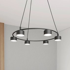 EMIBIG LIGHTING Lampada a sospensione Starlit, a 6 luci, Ø 64 cm, nero, metallo, GX53