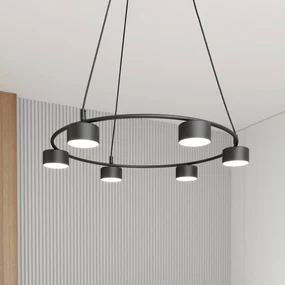 EMIBIG LIGHTING Lampada a sospensione Starlit, a 6 luci, Ø 64 cm, nero, metallo, GX53