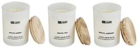 Set di 3 candele profumate cera di soia ambra bianca/tè bianco/gelsomino bianco SIMPLICITY Beliani
