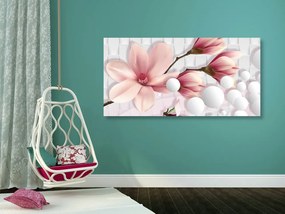 Stampa su tela – Magnolia con elementi astratti