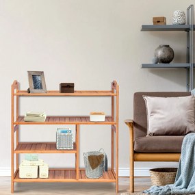 Costway Portascarpe in bambù a 4 piani con spazio per stivali, Scaffale per scarpe per ingresso e soggiorno Naturale