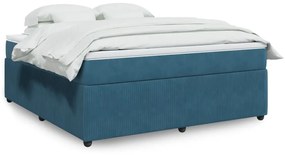 Giroletto A Molle Con Materasso Blu Scuro 180x200 Cm İn Velluto /