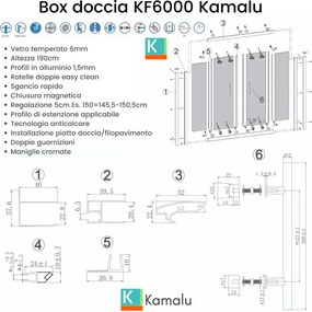 Doccia nicchia 150cm a doppio scorrevole KF6000 - KAMALU