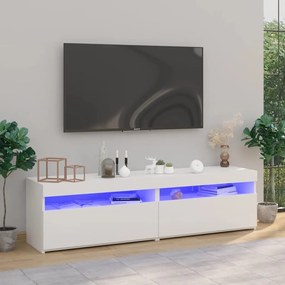 Mobili Porta Tv Con Luci Led 2 Pz Bianco Lucido 75x35x40 Cm /