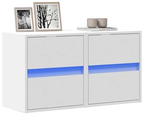 Mobili Tv A Parete Con Luci Led 2pz Bianchi 40x30x40 Cm /