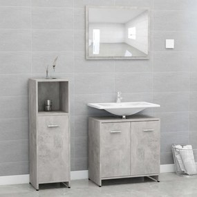 Set mobili da bagno 3 pz grigio cemento in truciolato