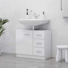 Mobile Sottolavabo Bianco Lucido 63x30x54 Cm Legno Multistrato /