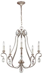 Lampadario Classico Dewitt Acciaio Argento Sunrise 5 Luci E14