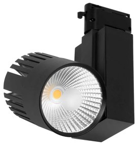 Faretto LED 40W per Binario Monofase, CRI92, 125lm/W, 100° - Nero Colore Bianco Caldo 3.000K