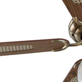 Ventilatore da soffitto in ottone con legno 107,5 cm con interruttore a tirante - Mistral Karel
