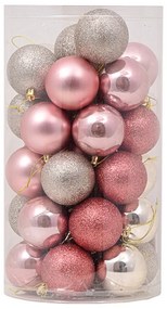 Palline decorative Rosa e Champagne per Albero di Natale Confezione 36 pz Viscio