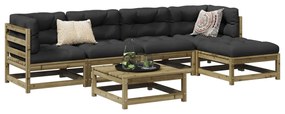 Set divani da giardino 6 pz in legno impregnato di pino