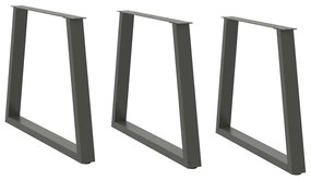 Gambe Tavolo Pranzo A V 3 Pz Antracite 80x(72-73,3)cm Acciaio /