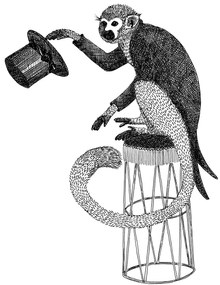 Rebel Walls Carta da parati panoramica Circus Animal Mr Monkey - Black/ White