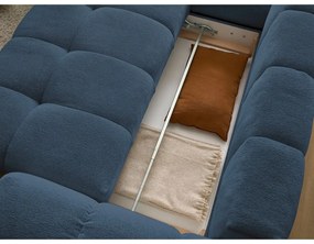 Divano angolare blu scuro allungabile e con contenitore (penisola a sinistra/a L) con rivestimento in ciniglia Everest – Bobochic Paris