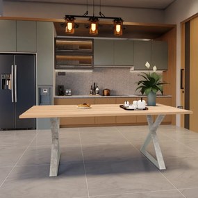 Tavolo da pranzo fisso Cross in legno grezzo di frassino marrone per 6 persone L 150 x L 90 X H 74 cm