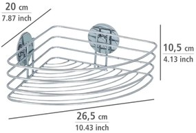 WENKO 18913100-Mensola TONDA TURBO-LOC in acciaio 26,5x20 cm, cromo lucido