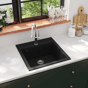 Lavello Da Cucina İn Granito Vasca Singola Nero /