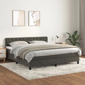 Giroletto A Molle Con Materasso Grigio Scuro 160x200 Cm Velluto /