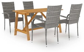 Set mobili da pranzo per giardino 5 pz grigio