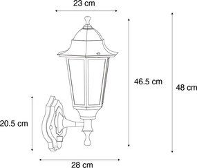 Lanterna da parete per esterno verde scuro con sensore di movimento IP44 - New Orleans up
