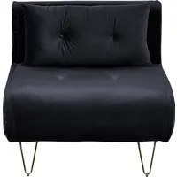 Divano letto 1 posto in velluto nero con cuscino e gambe in metallo dorato pieghevole senza braccioli dorato glamour