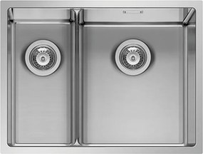 Lavello sottotop 2 vasche in inox argento PYRAMIS Low Divide L 44 x L 58 cm