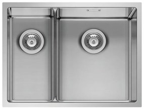 Lavello sottotop 2 vasche PYRAMIS Low Divide inox L 44 x L 58 cm argento