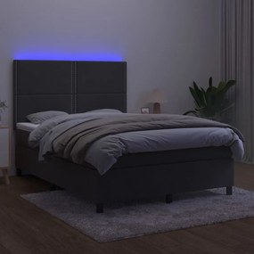 Letto a Molle con Materasso e LED Grigio Scuro 140x200 cm