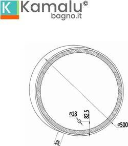 Specchio bagno led rotondo Ø50 cm con laccio colore nero KANA-50 - KAMALU