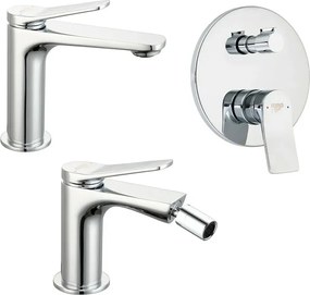 Set rubinetti lavabo, bidet e doccia con deviatore in ottone cromo linea Sound