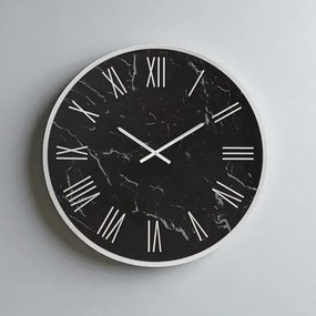 Orologio rotondo D40 cm in kerlite Nero con dettagli Argento BLAISE