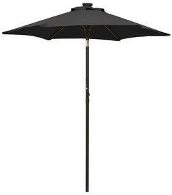 Ombrellone Da Giardino Con Luci Led Nero 200x211 Cm Alluminio /