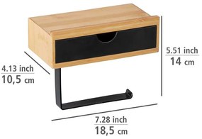 Porta carta igienica nero con rivestimento in bambù Bambusa - Wenko