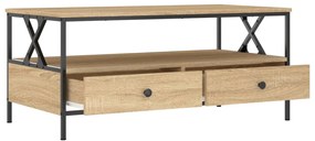 Tavolino da salotto rovere sonoma 100x51x45cm legno multistrato