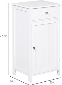 Mobiletto da Bagno con Anta e Cassetto Bianco 43x34x77 cm...