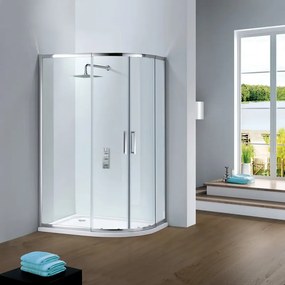 Box doccia con ingresso angolare scorrevole Slimline quadrante L 100 x L 80 x H 195 cm in vetro, sp. 6 mm vetro senza finitura / trasparente cromo