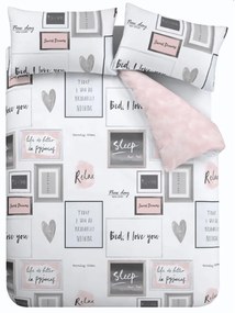 Biancheria da letto singola bianca e rosa 135x200 cm Sleep Dreams - Catherine Lansfield