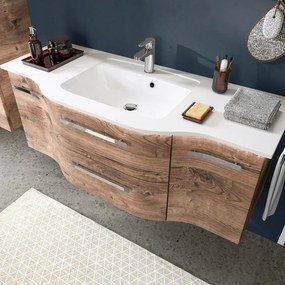 Mobile da bagno sospeso Contea di Pelipal L 126 x H 48 x P 49.5 cm rovere ribbek, 2 cassetti 2 ante