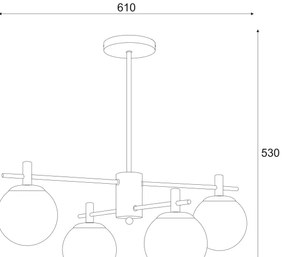 Lampadario a sospensione con supporto rigido LILOU 4xE14/5W/230V cromo opaco/fumé