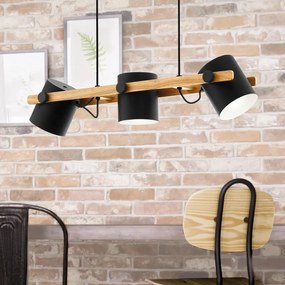 Lampadario Industriale Hornwood nero paralume nero 3x E27 Ø0cm EGLO