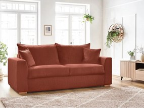 Divano color mattone allungabile con rivestimento in velluto a coste 225 cm Augustin – Bobochic Paris